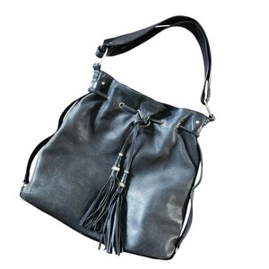 Vintage Juicy Couture Handbag Purse Black Leather w/ Gold Accents Shoulder